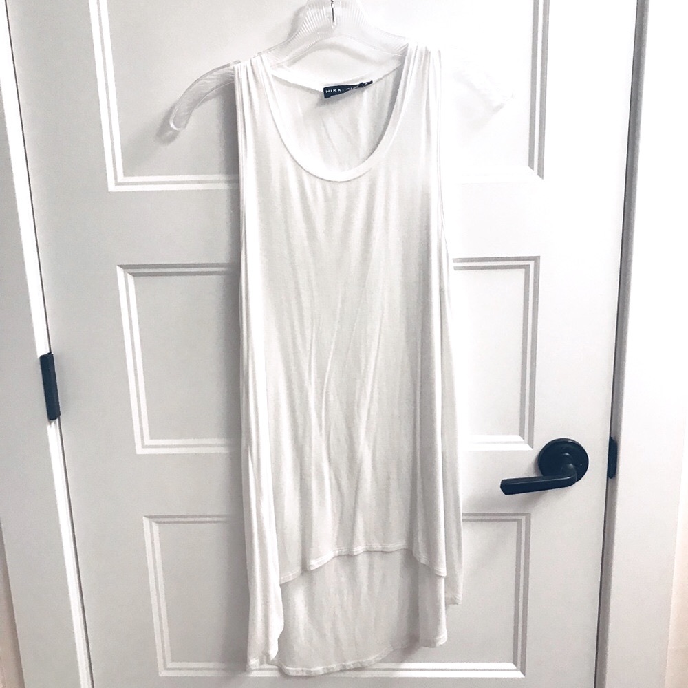 Nikki Rich White Hi-Li Hem Tank